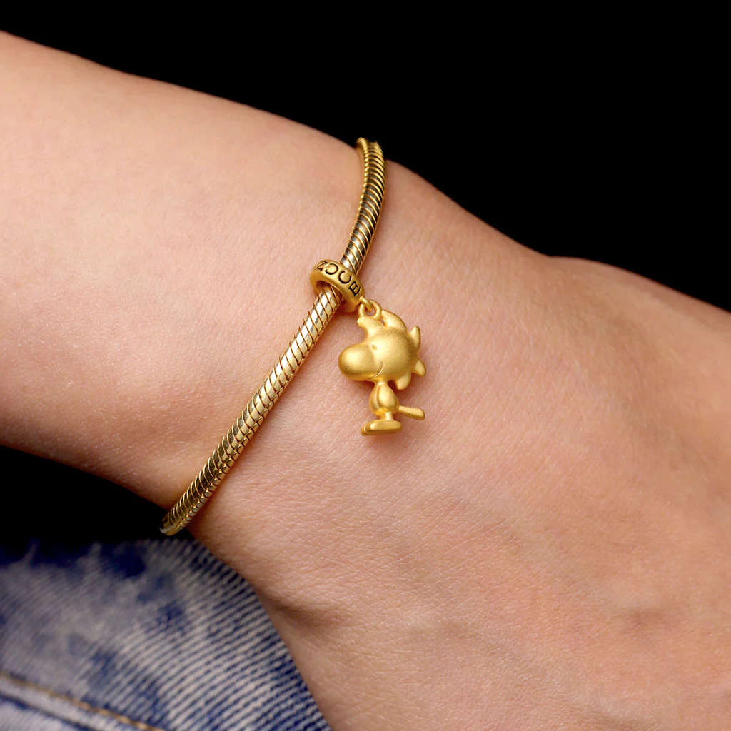 Gnoce 18k Gold Peanuts Woodstock Pendant Dangle Charm - Image 7
