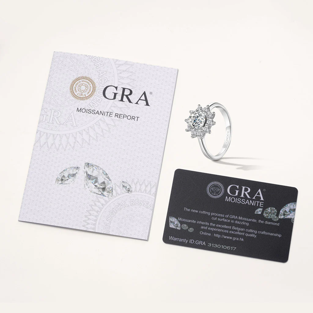Gnoce Moissanite Snowflake Ring Platinum-plated Silver Blend - Image 3
