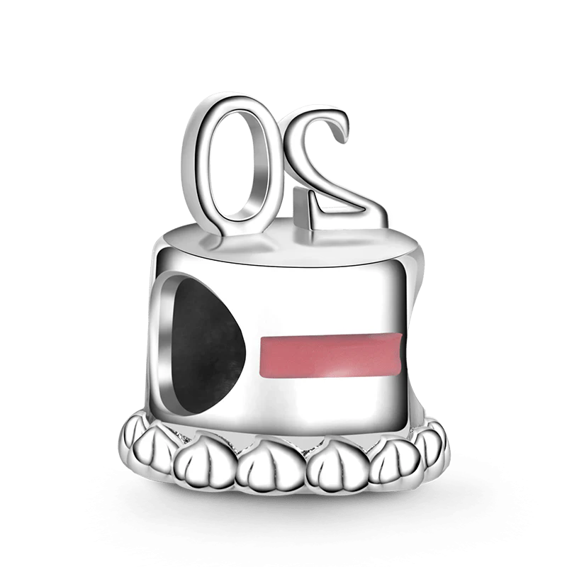 Gnoce "20th Birthday Cake" Bow Tie Charm Platinum-plated Silver Blend - Image 2