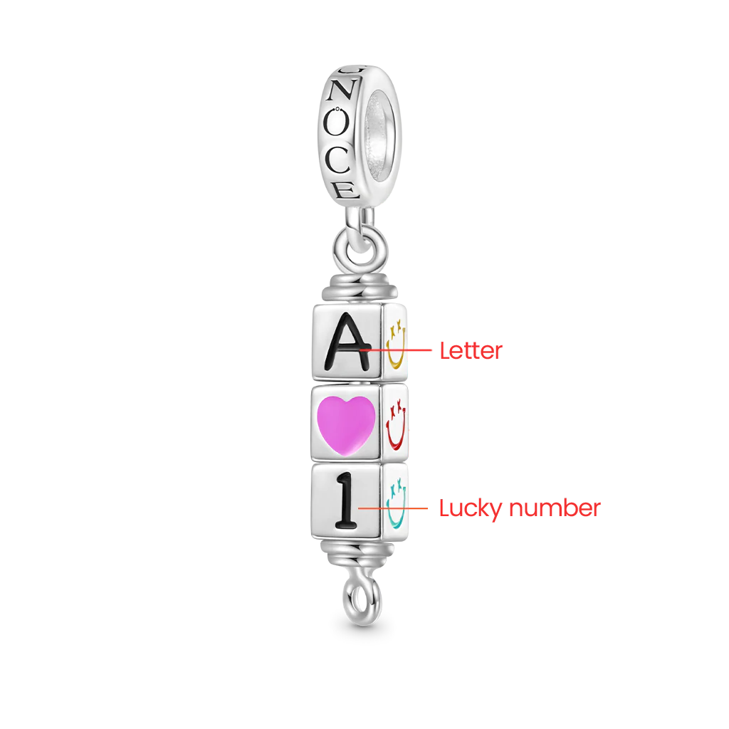 Gnoce Personalized 3-Block Rotating Digital Charm Platinum-plated Silver Blend - Image 2