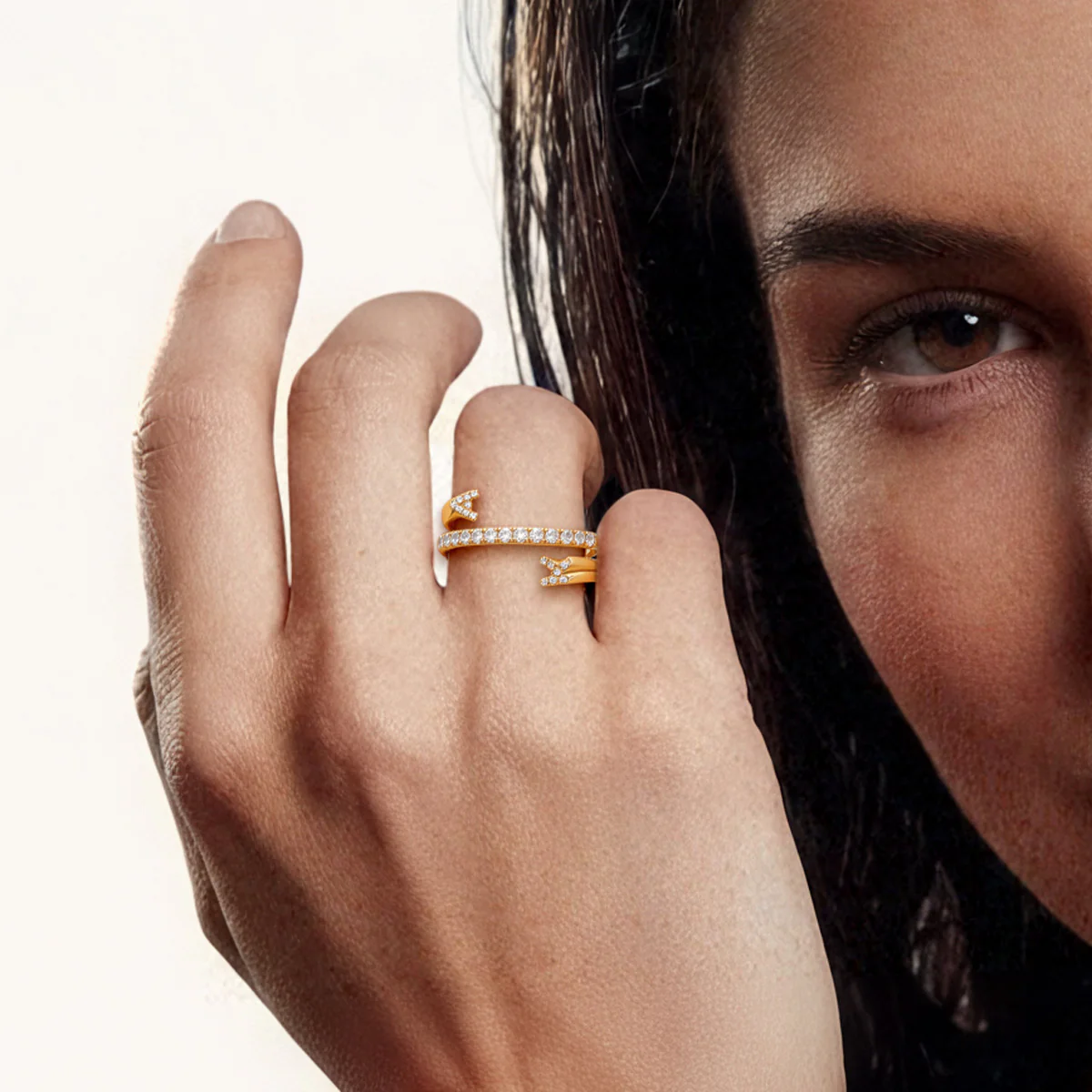 Gnoce Personalized Cuff 3 Row Nesting Ring with Engraving - Image 2