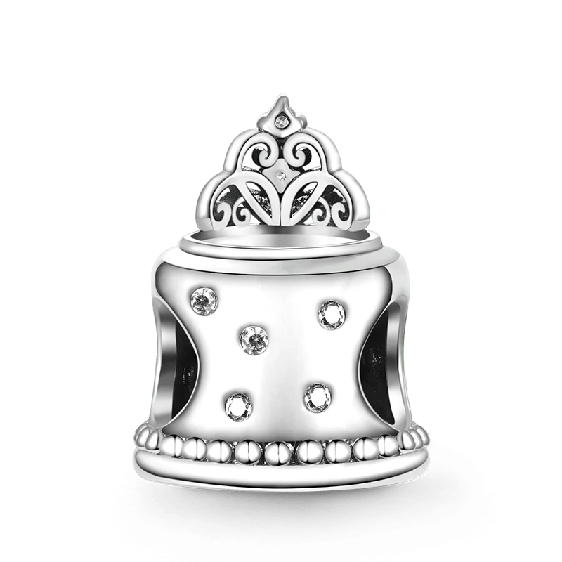 Gnoce Happy "30th Birthday Cake" Crown Charm Platinum-plated Silver Blend - Image 2