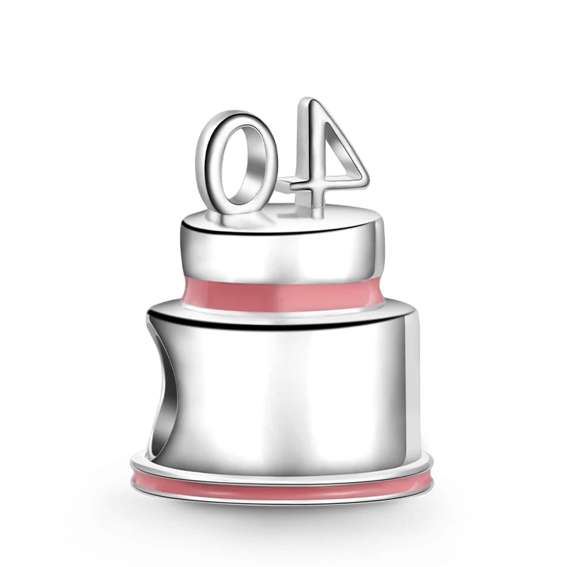 Gnoce Happy "40th Birthday Cake" Flower Charm Platinum-plated Silver Blend - Image 2