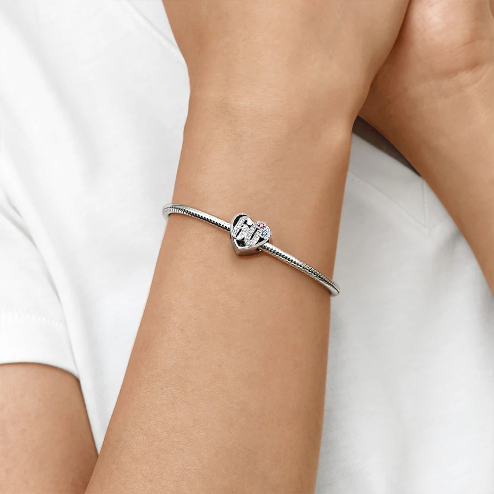 Gnoce Celebration 60th Birthday Heart Charm Platinum-plated Silver Blend - Image 5