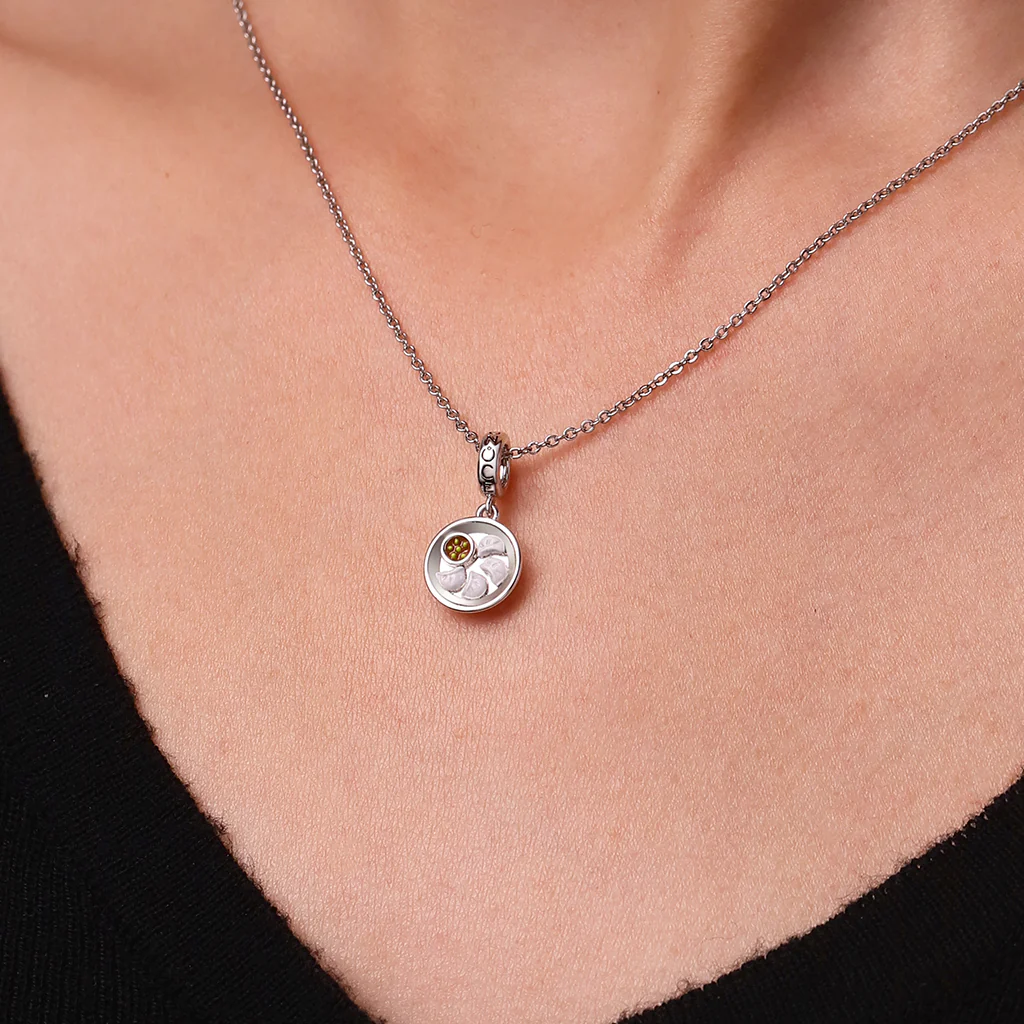 Gnoce A Plate of Dumplings Food Charm Platinum-plated Silver Blend - Image 6