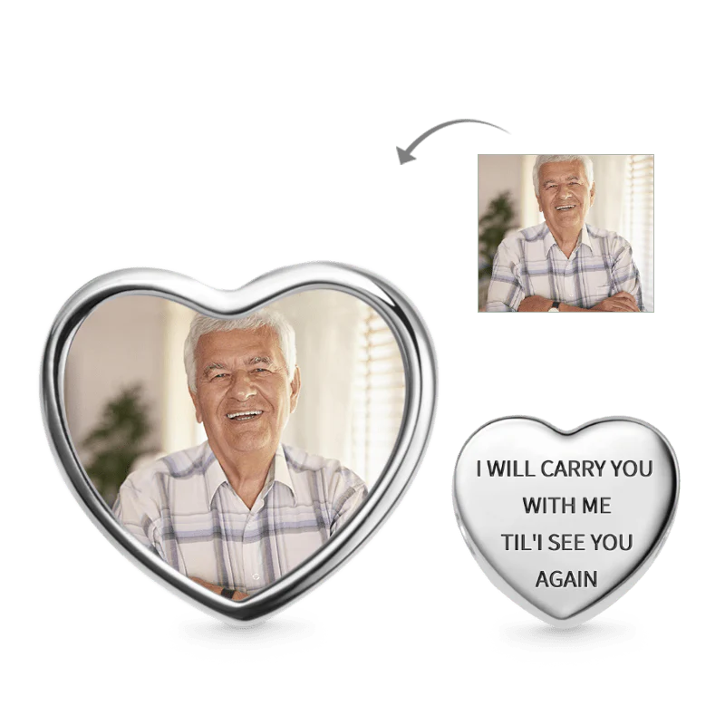 Gnoce "Accompany You Forever" Personalized Photo Charm Platinum-plated Silver Blend