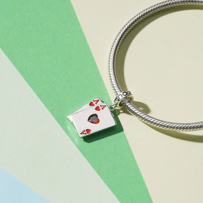 Gnoce Ace of Heart Playing Card Charm Platinum-plated Silver Blend - Image 3