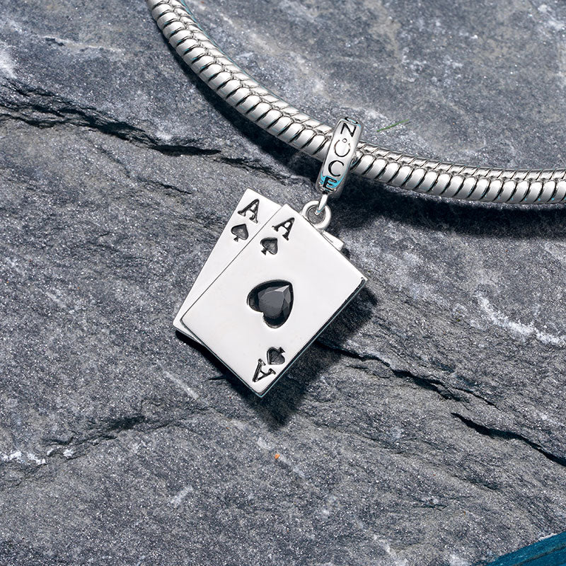 Gnoce Ace of Spades Playing Card Charm Platinum-plated Silver Blend - Image 3
