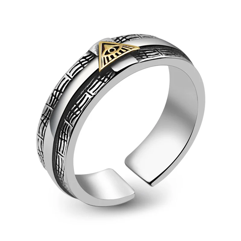 Adjustable Eye of God Men's Vintage Ring S925 Sterling Silver for Men - Image 2