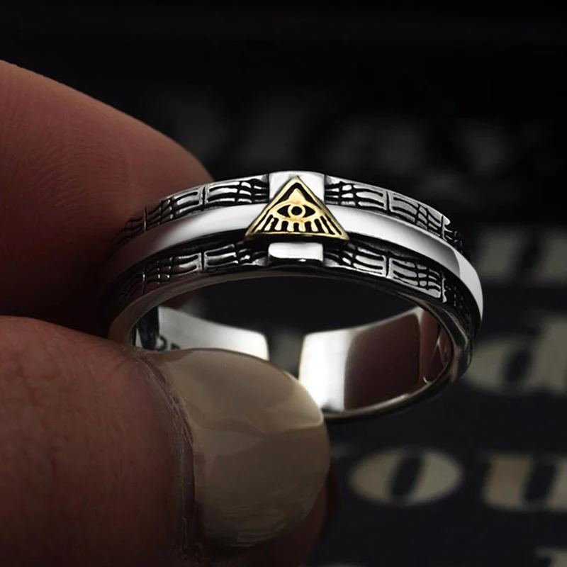Adjustable Eye of God Men's Vintage Ring S925 Sterling Silver for Men - Image 6
