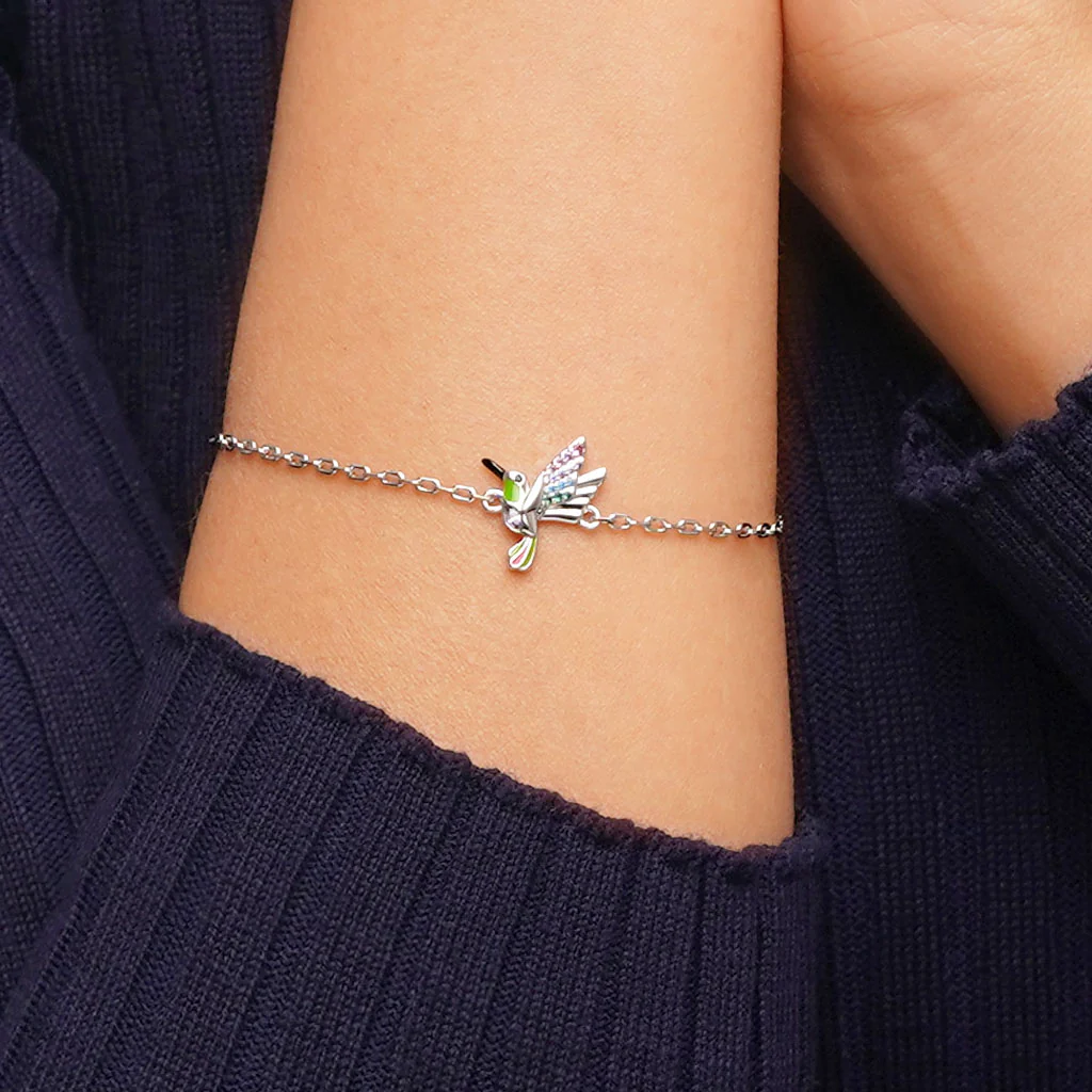 Gnoce Adjustable Hummingbird Bracelet Platinum-plated Silver Blend - Image 4