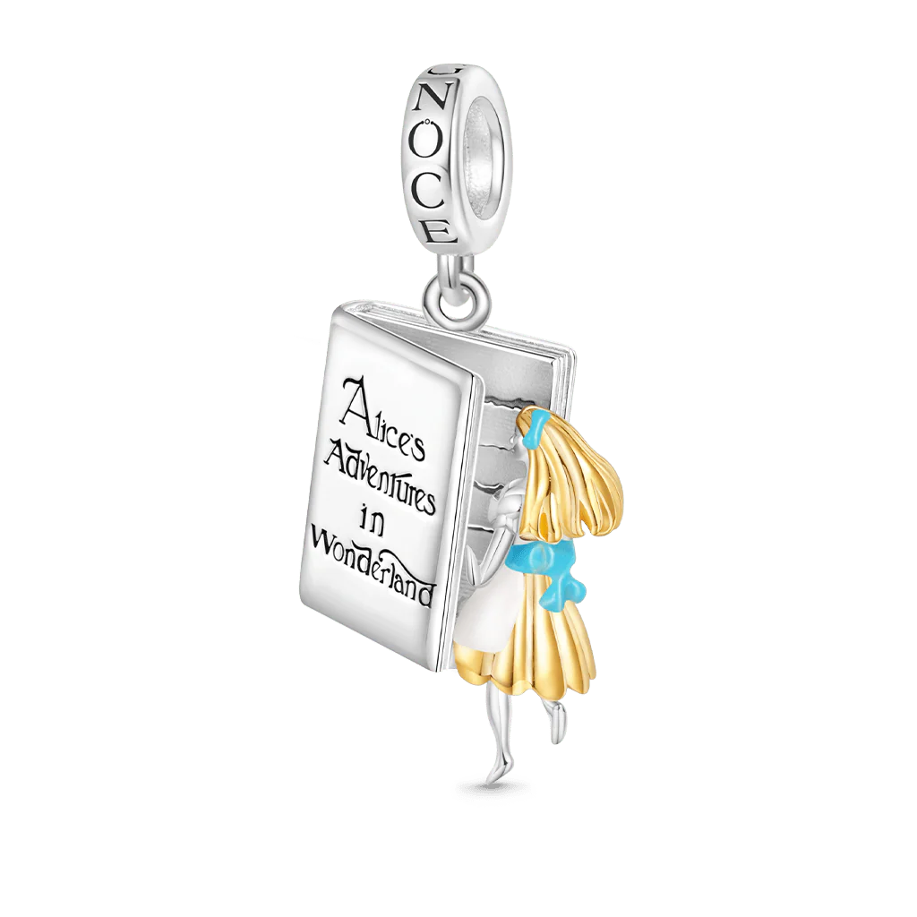 Gnoce Alice Adventure In Wonderland Book Pendant Dangle Charm