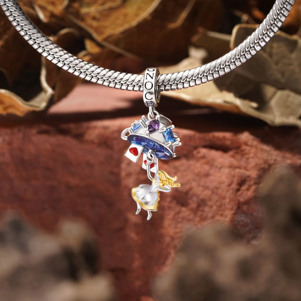 Gnoce Alice Teacup Playing Cards Pendant Dangle Charm - Image 3