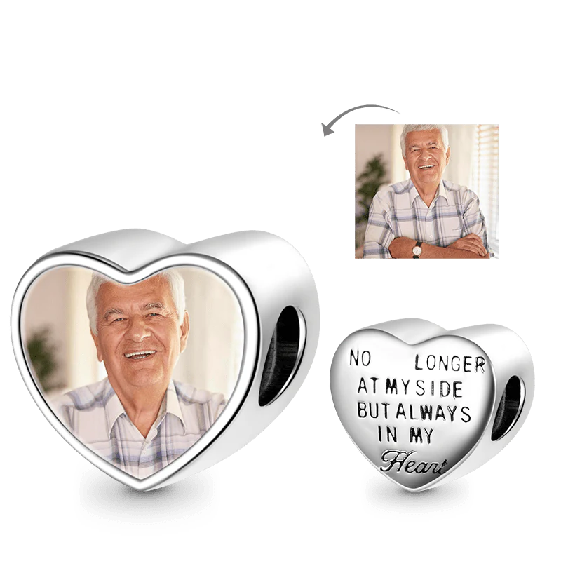 Gnoce "Always with You" Personalized Photo Charm Platinum-plated Silver Blend