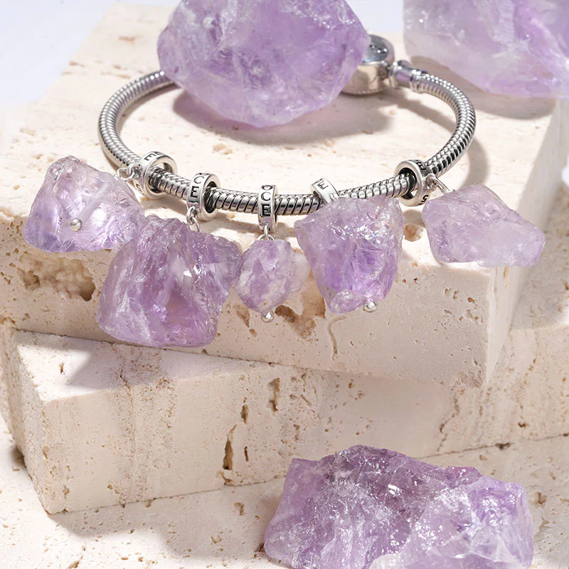 Gnoce Amethyst Raw Stone Pendant Dangle Charm - Image 3