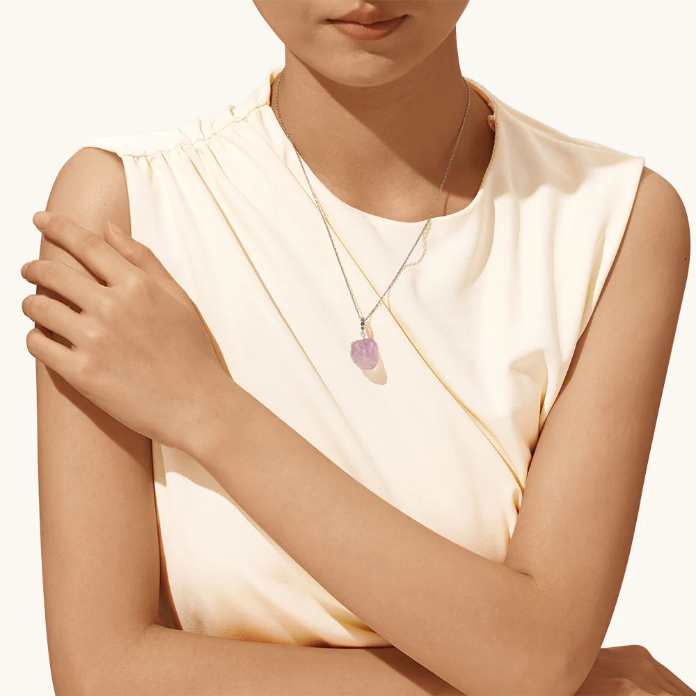 Gnoce Amethyst Raw Stone Pendant Dangle Charm - Image 5