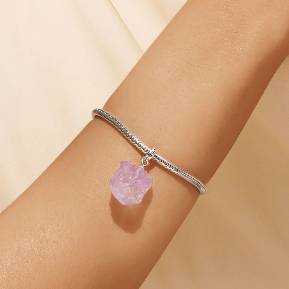 Gnoce Amethyst Raw Stone Pendant Dangle Charm - Image 7