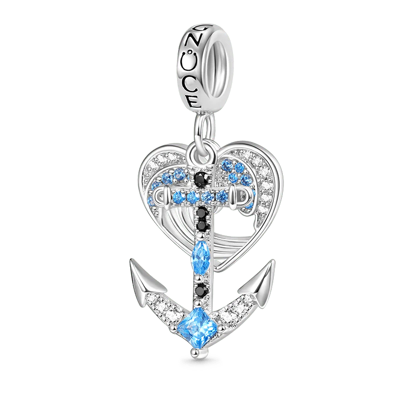 Gnoce Anchor Dangling Marine Charm Platinum-plated Silver Blend
