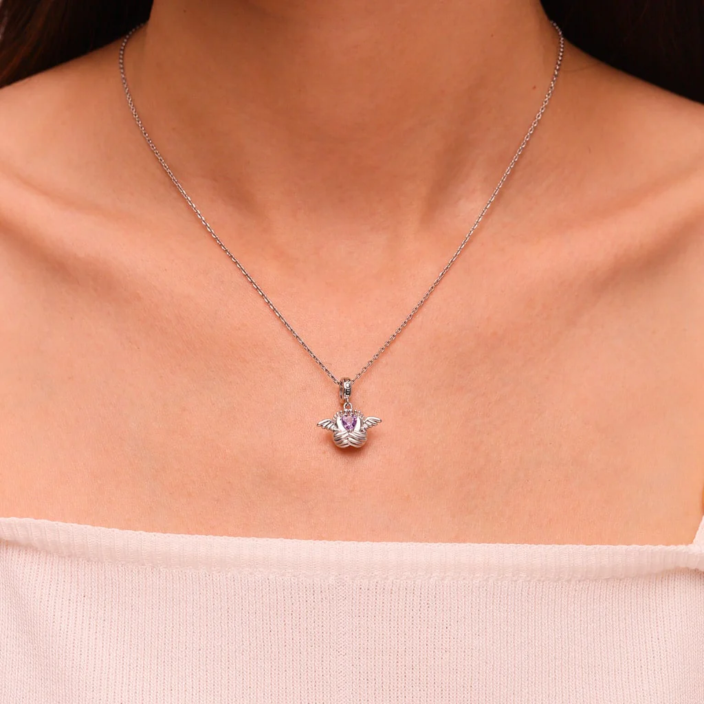 Gnoce Angel Baby Memorial Birthstone Charm Platinum-plated Silver Blend - Image 5