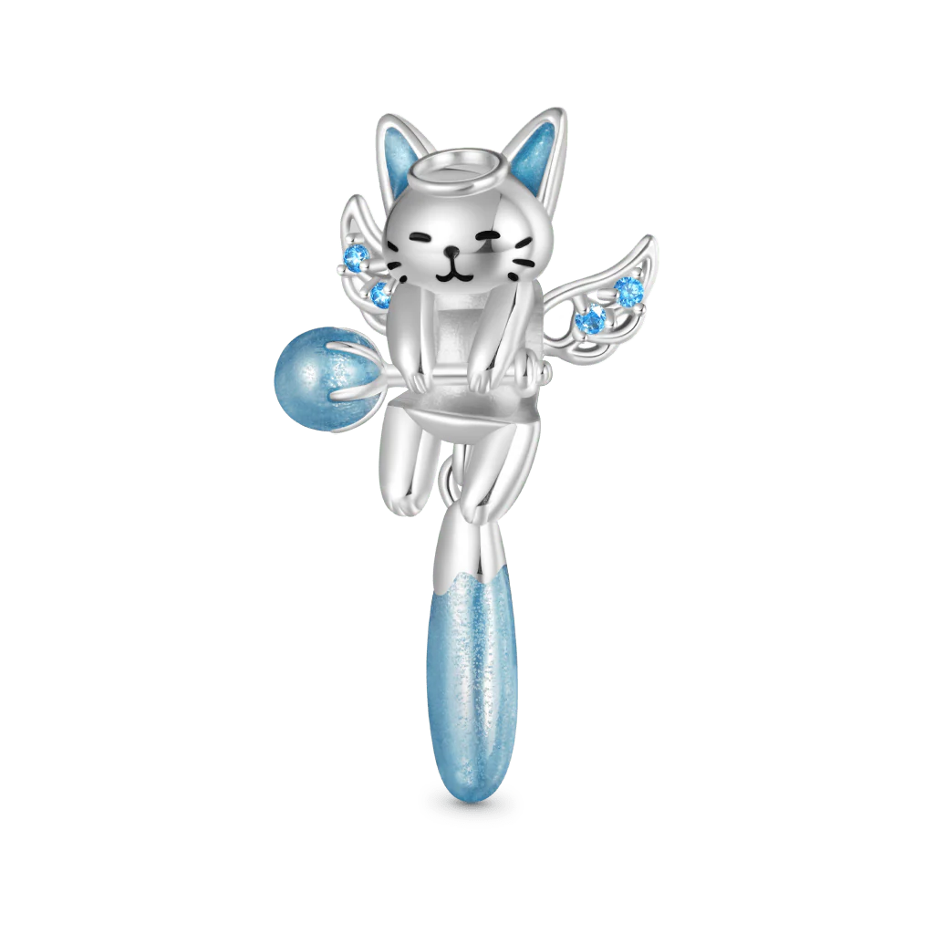 Gnoce Angel Glow-in-the-Dark Cat Charm Platinum-plated Silver Blend - Image 2