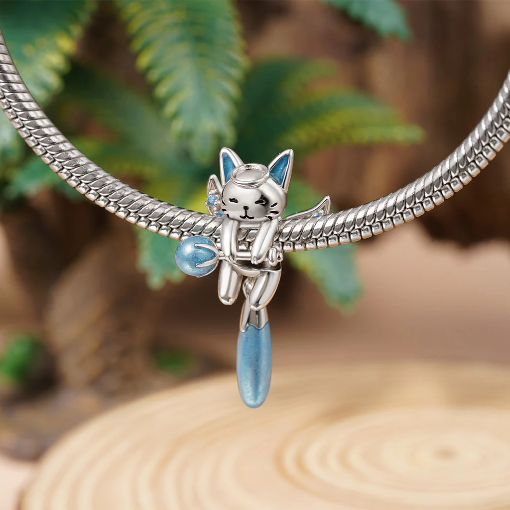 Gnoce Angel Glow-in-the-Dark Cat Charm Platinum-plated Silver Blend - Image 4