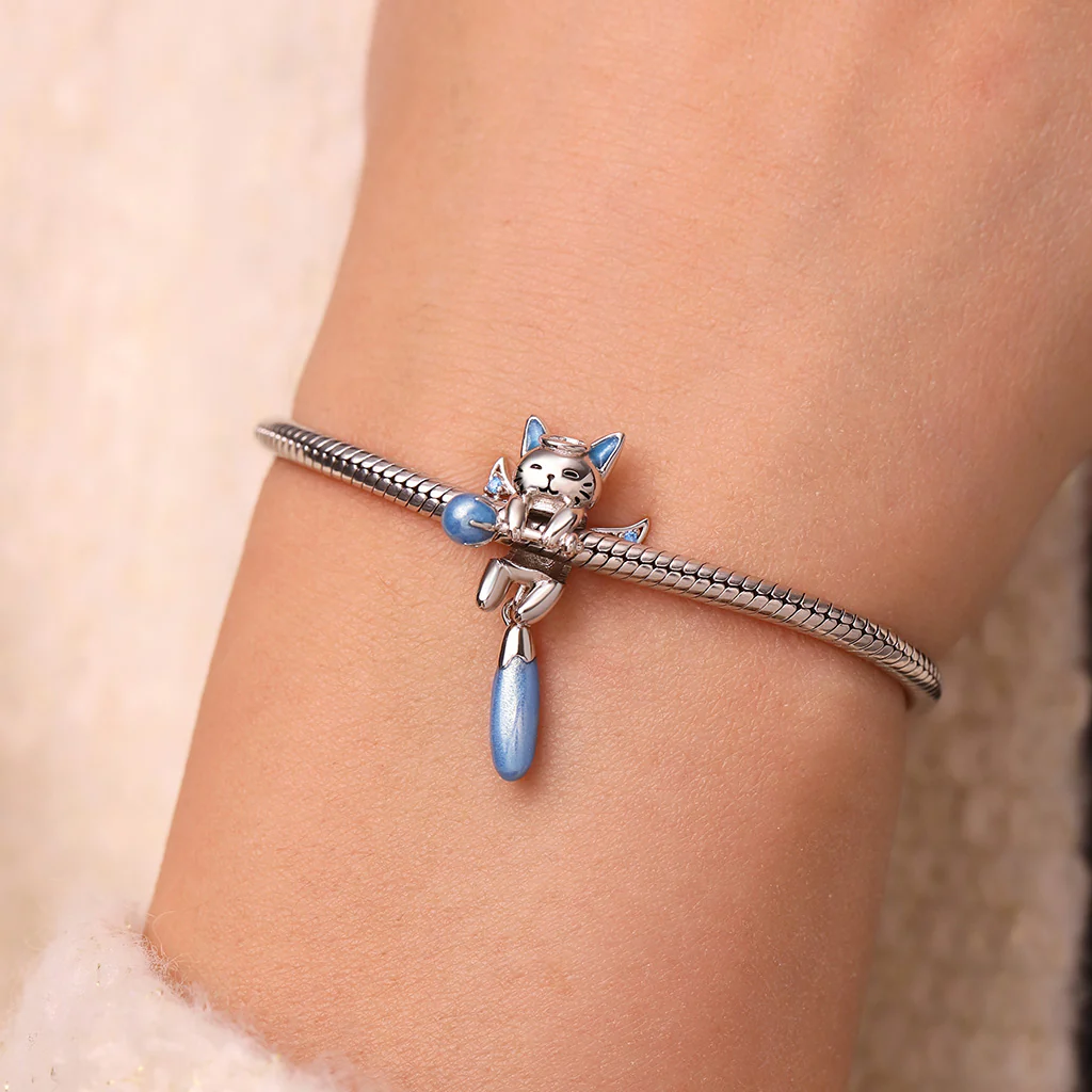 Gnoce Angel Glow-in-the-Dark Cat Charm Platinum-plated Silver Blend - Image 6