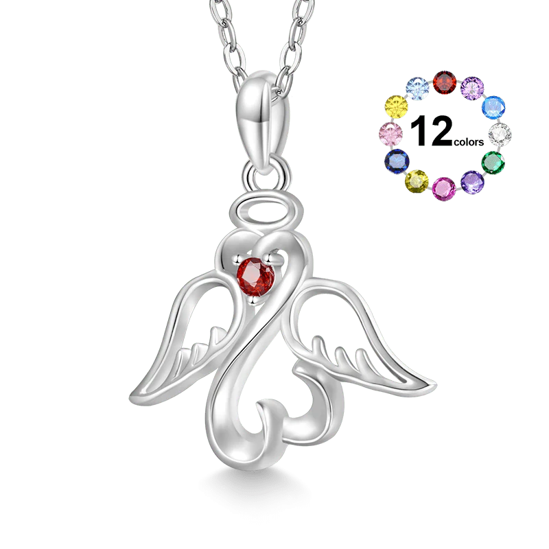 Gnoce Angel Love Wings Birthstone Necklace