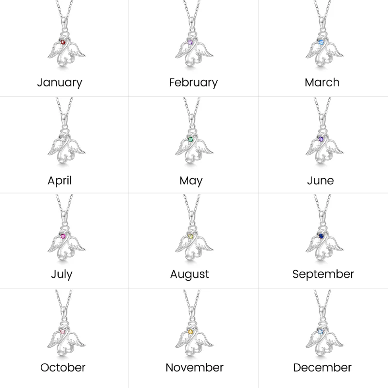 Gnoce Angel Love Wings Birthstone Necklace - Image 7