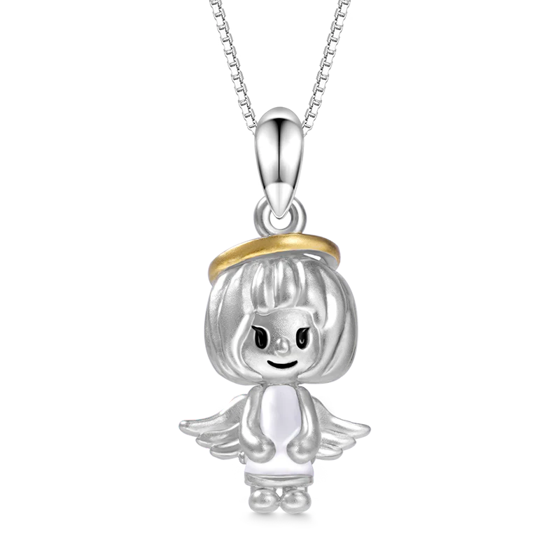 Gnoce Cute Angel Necklace Platinum-plated Silver Blend
