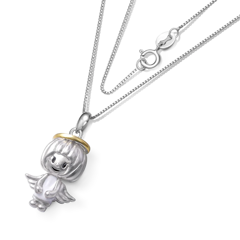 Gnoce Cute Angel Necklace Platinum-plated Silver Blend - Image 2