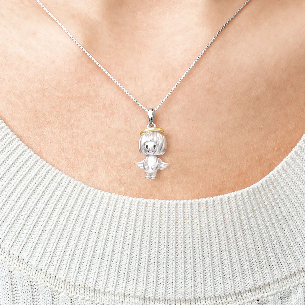 Gnoce Cute Angel Necklace Platinum-plated Silver Blend - Image 4