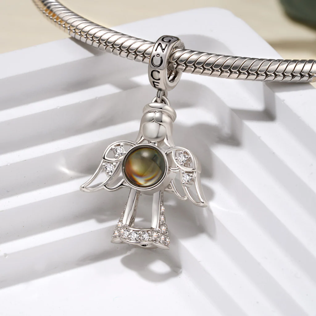 Gnoce Angel Projection Personalized Photo Charm Platinum-plated Silver Blend - Image 2