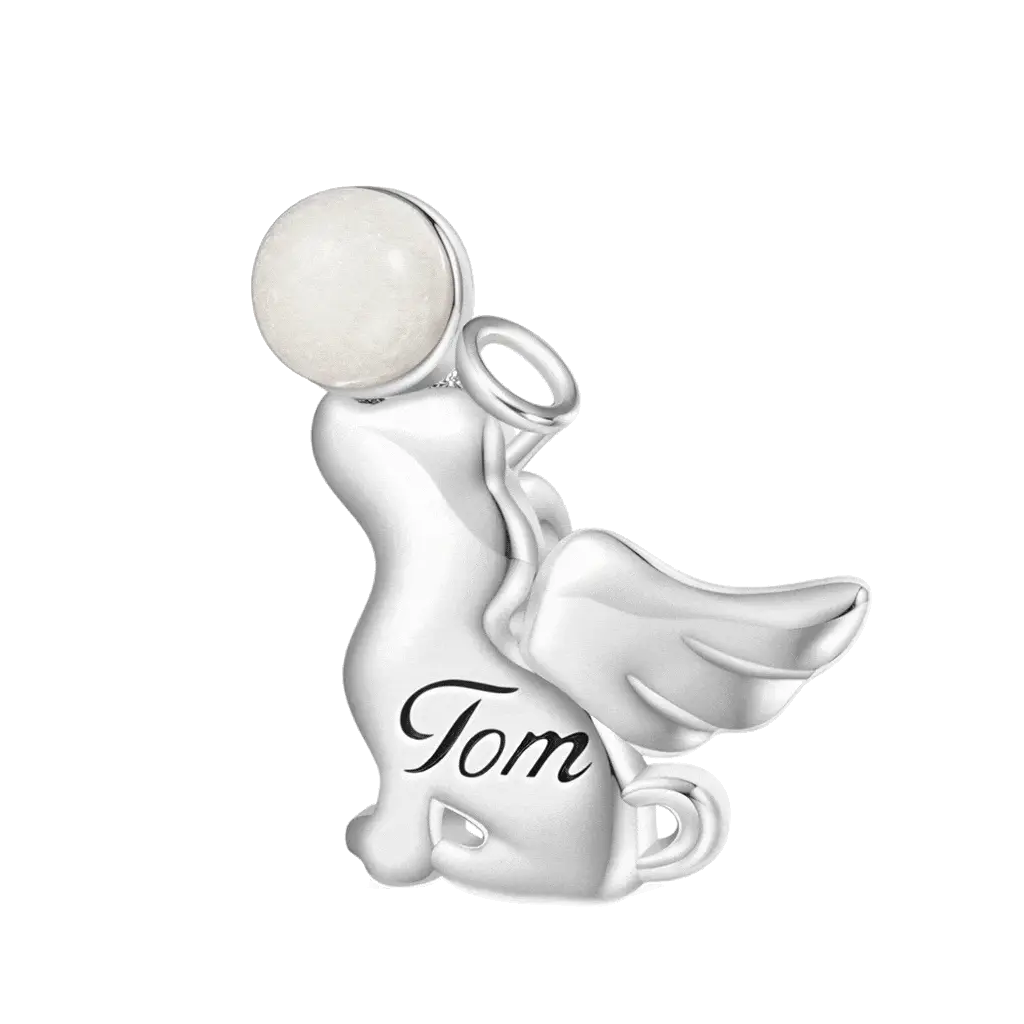 Gnoce Engravable Angel Puppy Glow-in-the-Dark Charm Platinum-plated Silver Blend