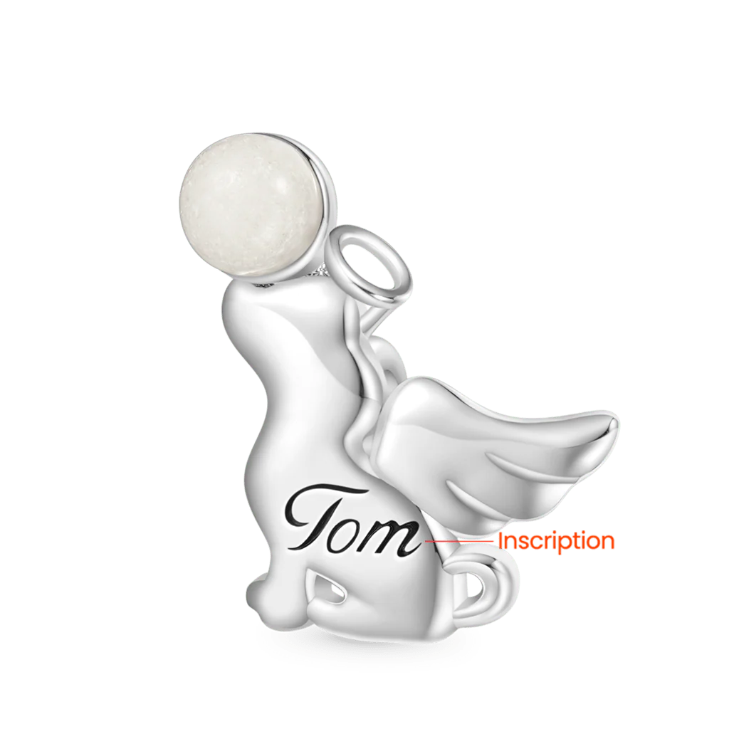 Gnoce Engravable Angel Puppy Glow-in-the-Dark Charm Platinum-plated Silver Blend - Image 2