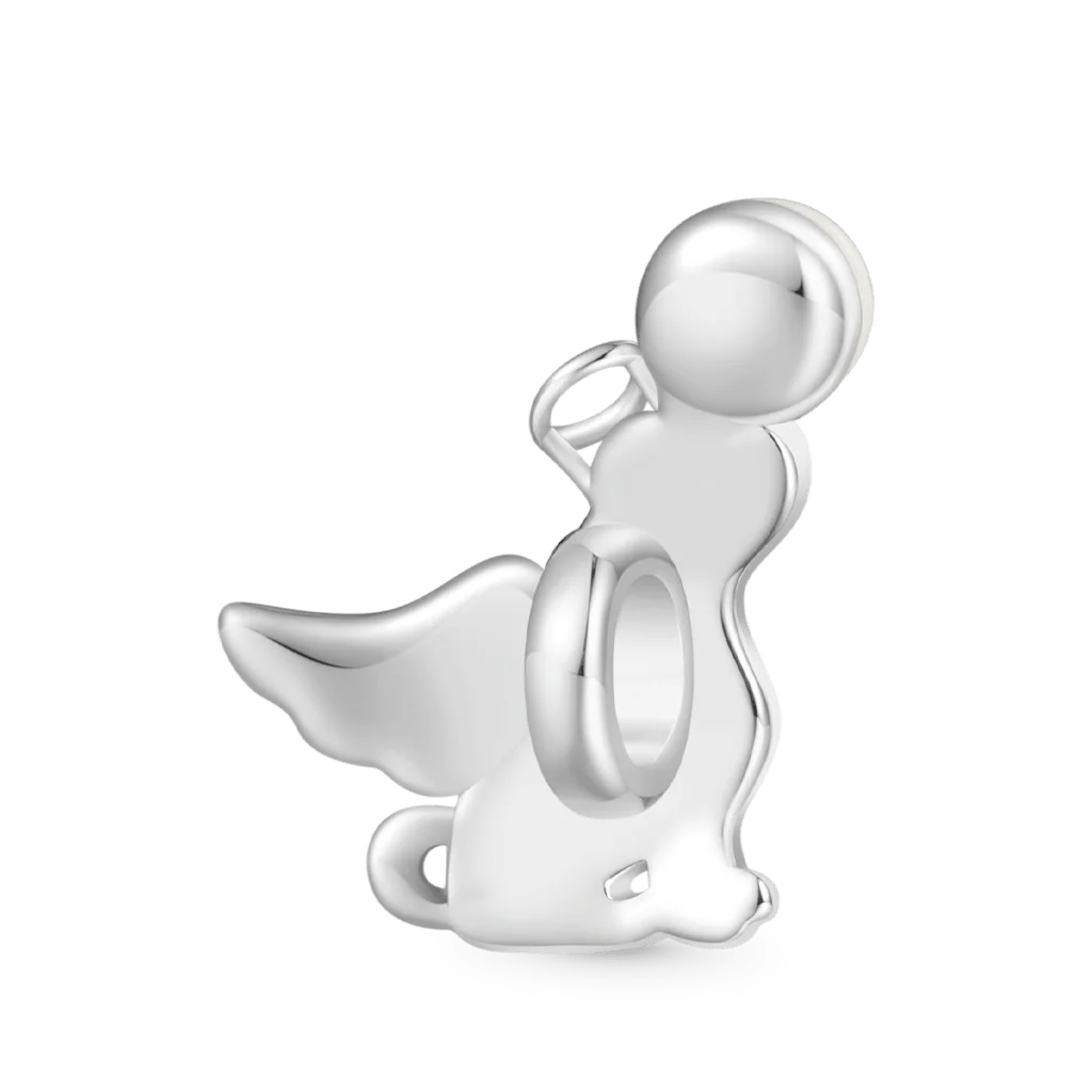 Gnoce Engravable Angel Puppy Glow-in-the-Dark Charm Platinum-plated Silver Blend - Image 3