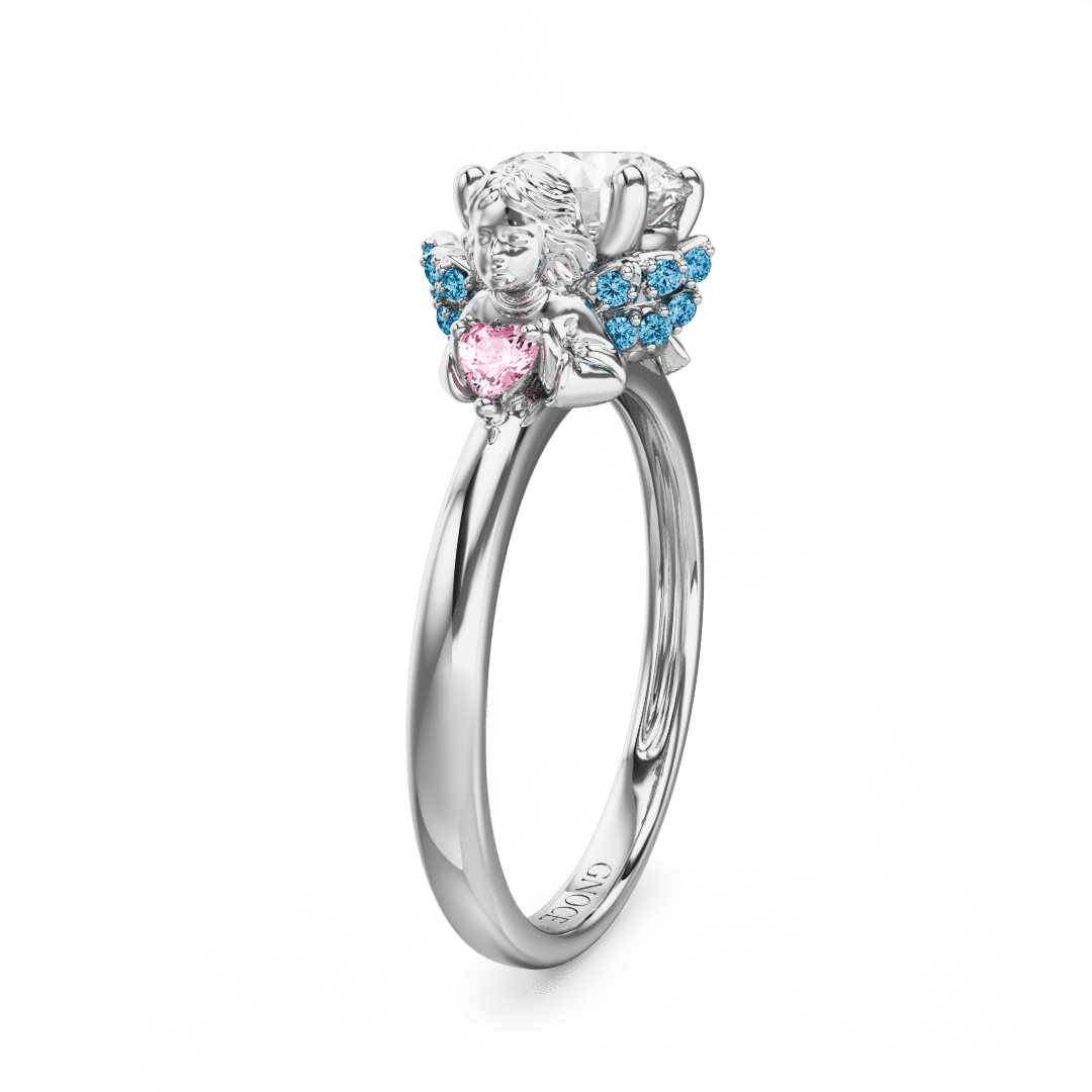 Gnoce Angel Embraces Moissanite Ring Platinum-plated Silver Blend - Image 4