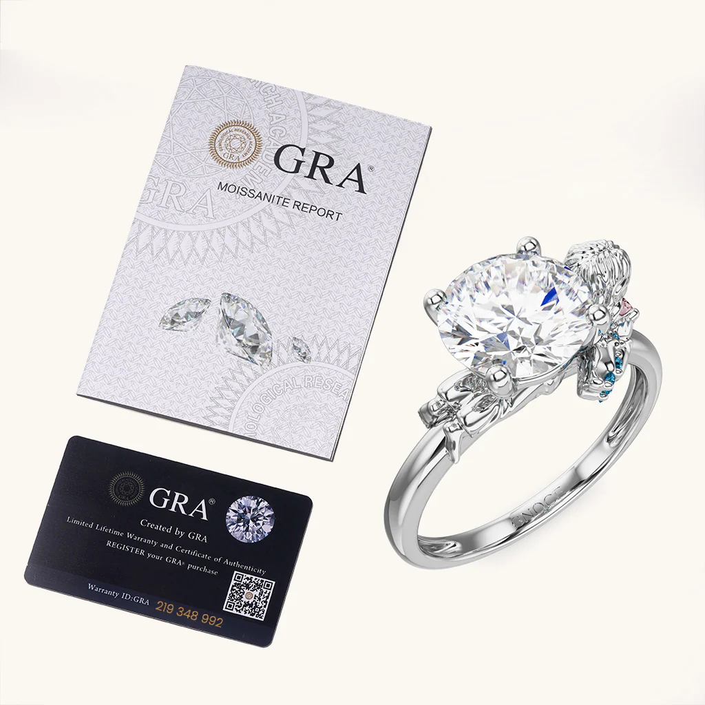 Gnoce Angel Embraces Moissanite Ring Platinum-plated Silver Blend - Image 6
