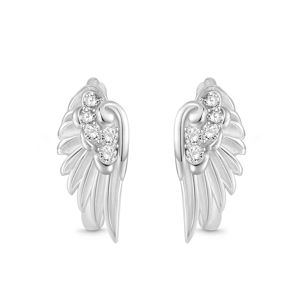 Gnoce Angel Wing Hoop Earrings Platinum-plated Silver Blend