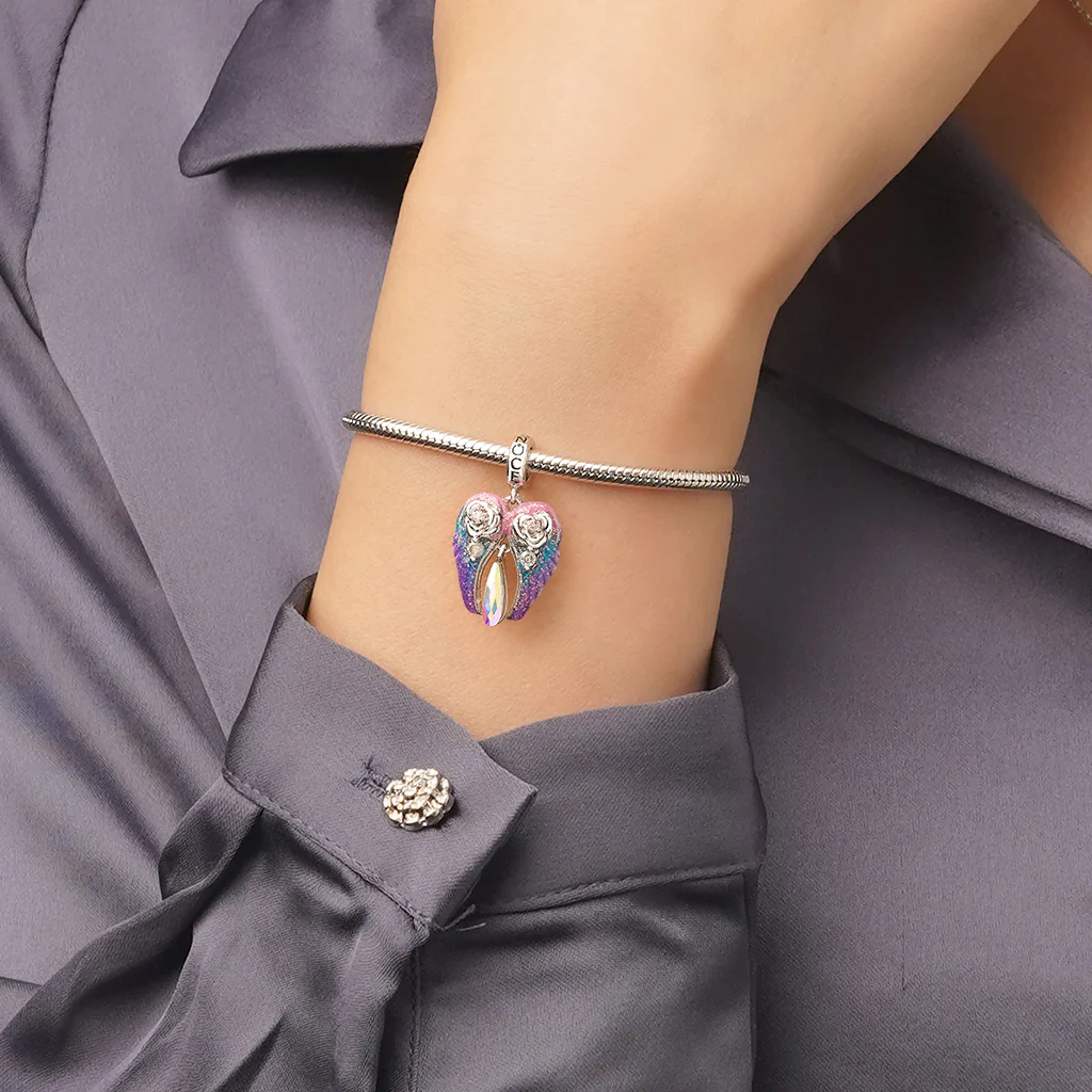 Gnoce Angel Wing Charm Platinum-plated Silver Blend - Image 5