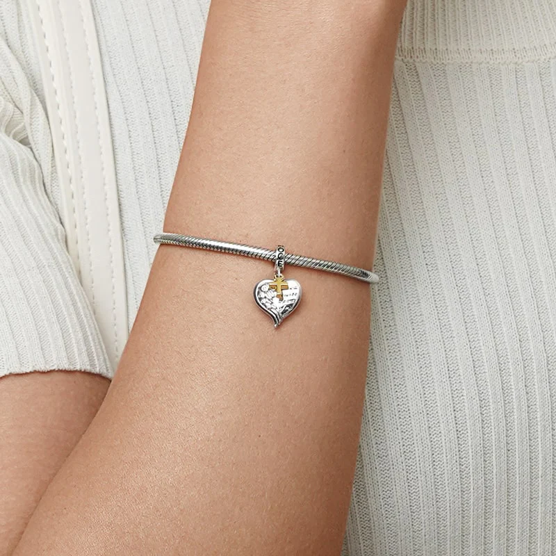 Gnoce Angel Wing Heart Personalized Charm Platinum-plated Silver Blend - Image 4