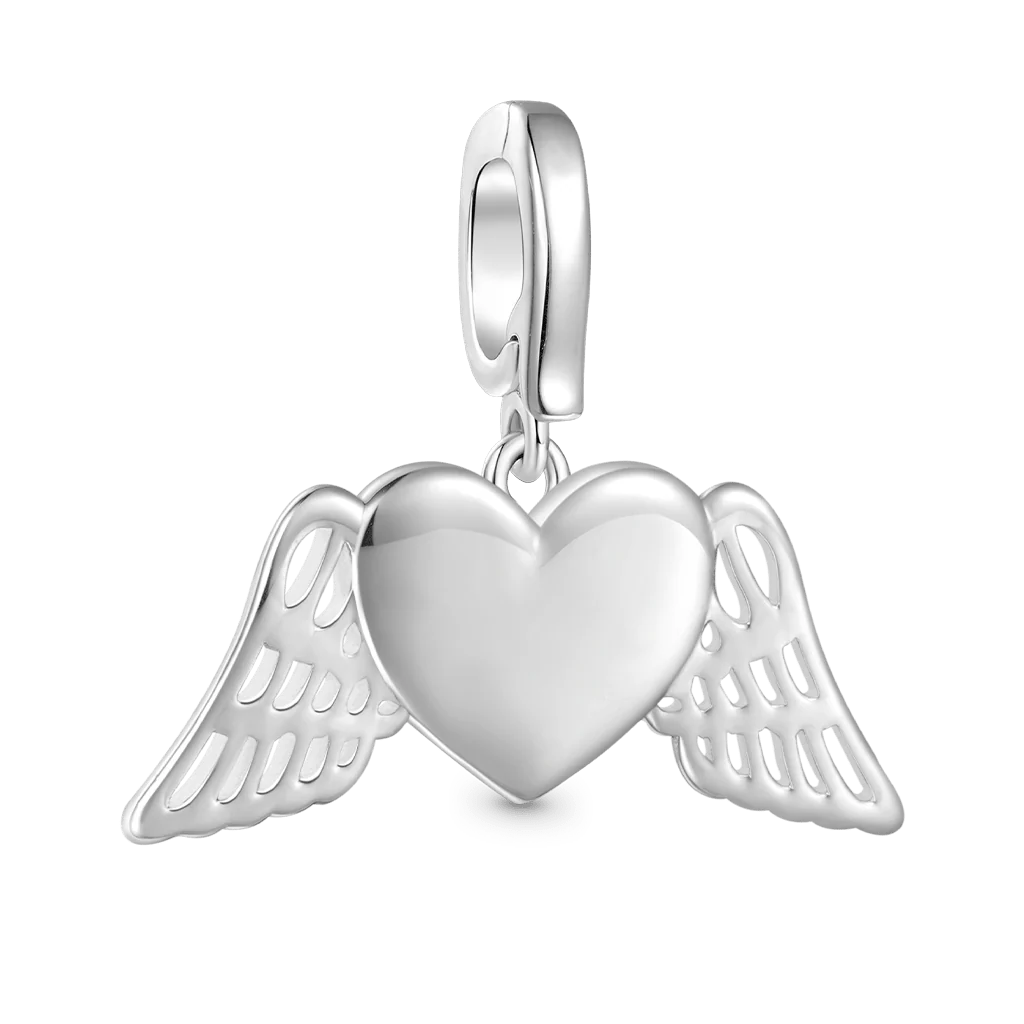 Gnoce Heart Angel Wings Clasp Clusters Charm Platinum-plated Silver Blend - Image 3