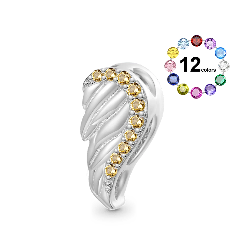 Gnoce Birthstone Angel Wings Personalized Charm