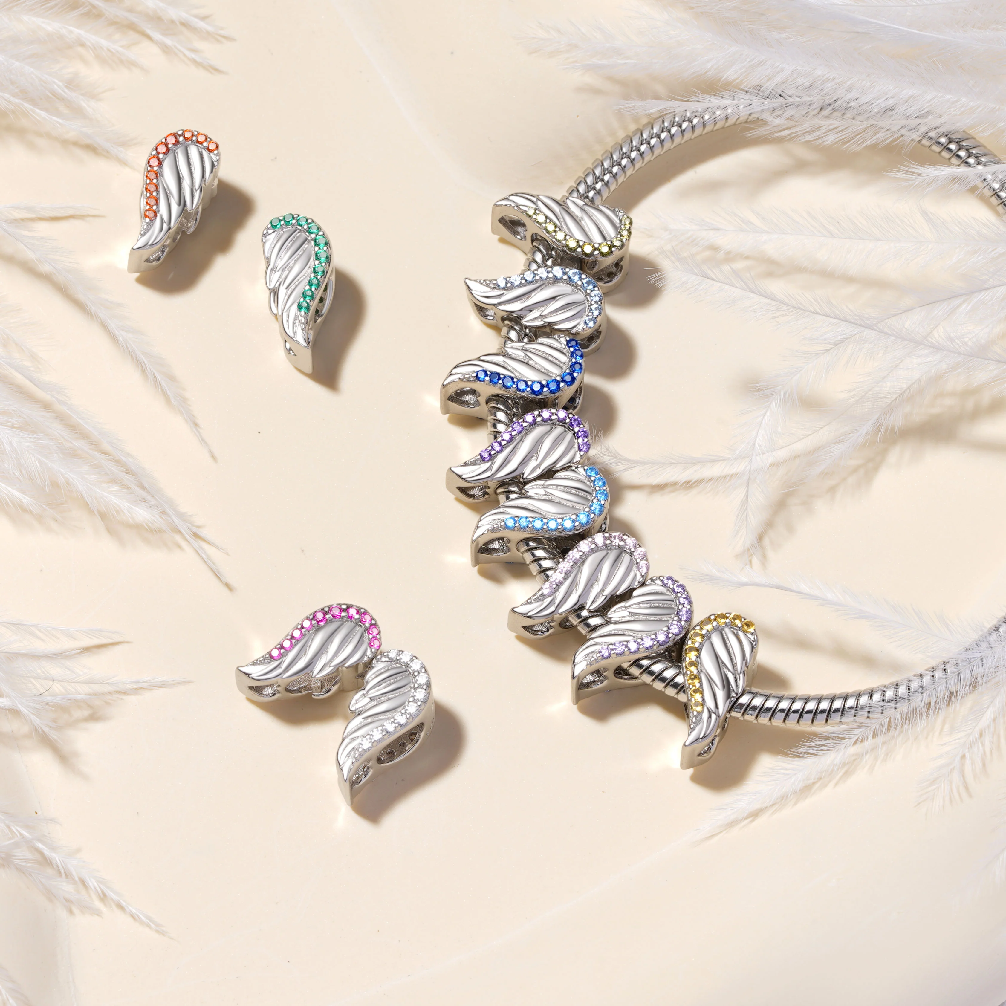 Gnoce Birthstone Angel Wings Personalized Charm - Image 3