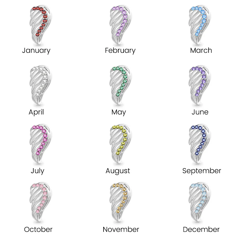 Gnoce Birthstone Angel Wings Personalized Charm - Image 6