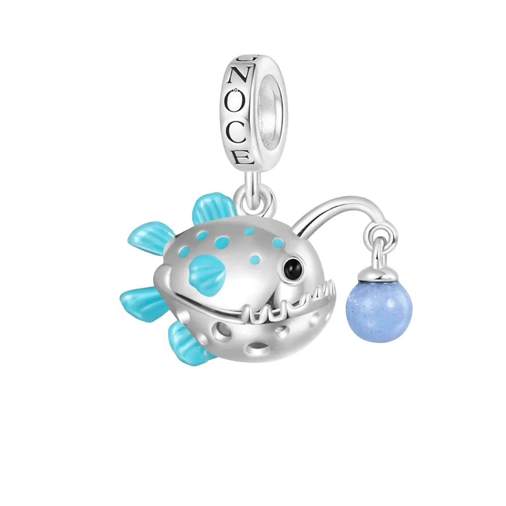 Gnoce Anglerfish Glow-in-the-Dark Charm Platinum-plated Silver Blend