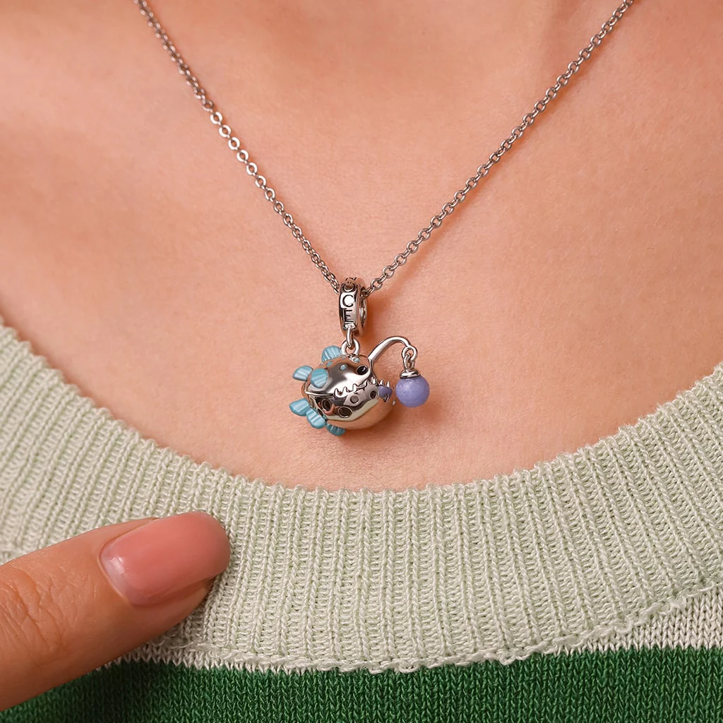 Gnoce Anglerfish Glow-in-the-Dark Charm Platinum-plated Silver Blend - Image 5