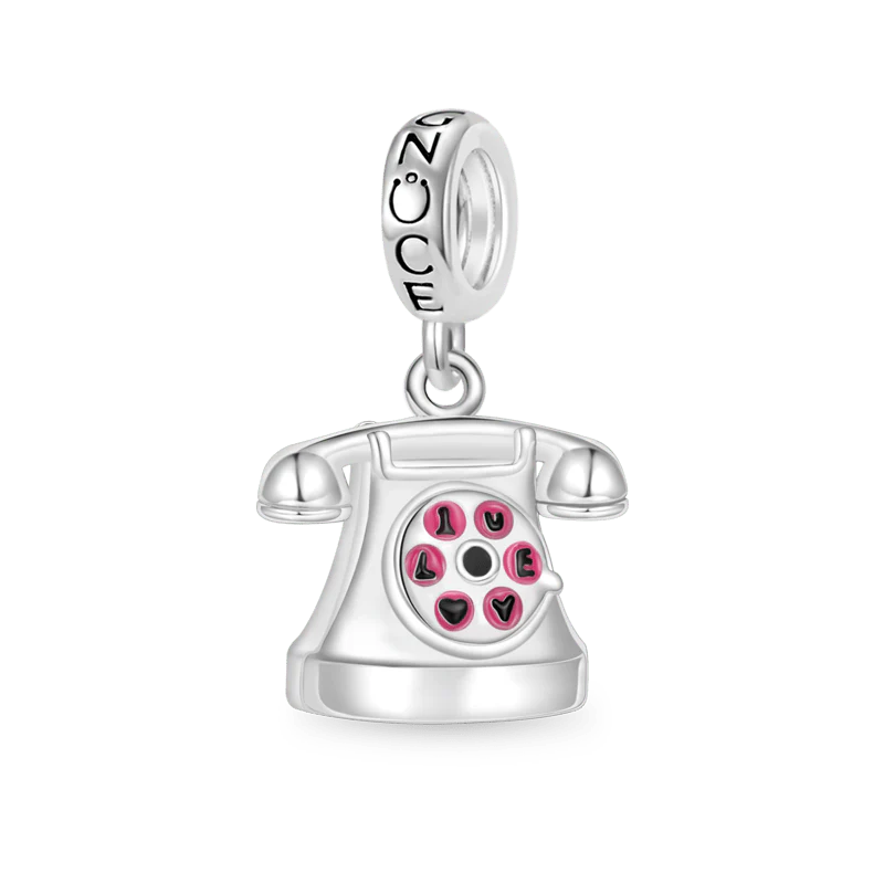 Gnoce Antique Telephone Charm Platinum-plated Silver Blend