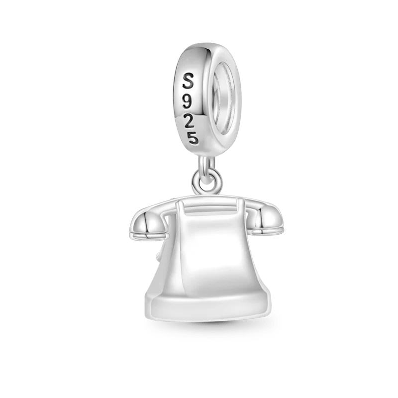 Gnoce Antique Telephone Charm Platinum-plated Silver Blend - Image 2