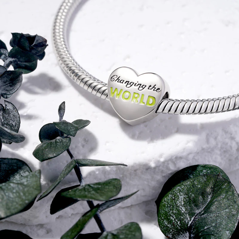 Gnoce "Changing The World" Aphasia Heart Charm Platinum-plated Silver Blend - Image 3