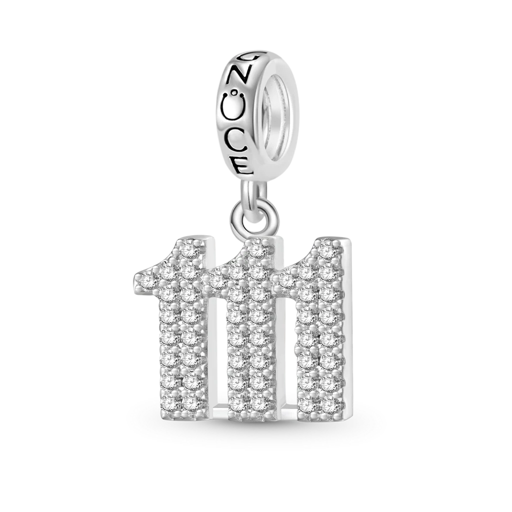 Gnoce Arabic Numerals Charm Platinum-plated Silver Blend